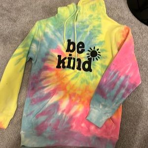 rainbow be kind hoodie small dreamsicle